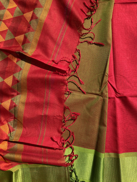 RED MAHESHWARI SILK & COTTON SARI
