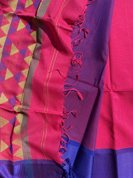 MAGENTA MAHESHWARI SILK & COTTON SARI