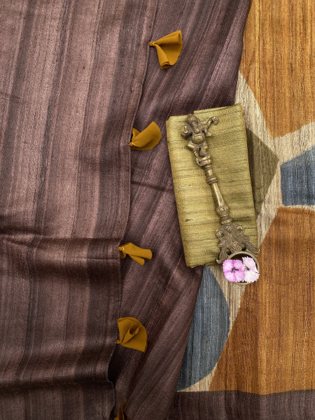 MULTI COLOUR GHICHA TUSSAR SILK PRINTED SARI