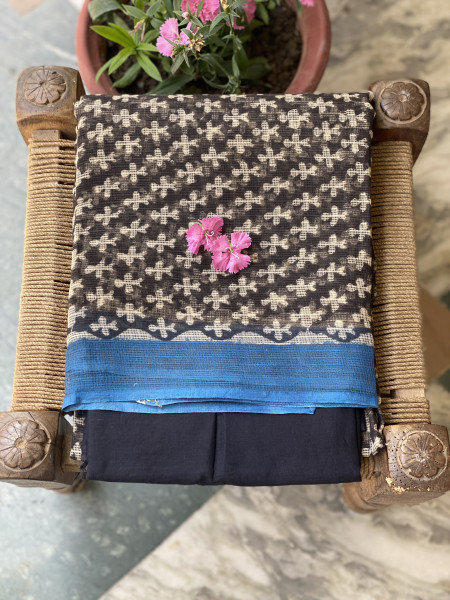 BLACK-BEIGE HAND BLOCK "BAGH" PRINT KOTA DUPATTA SET