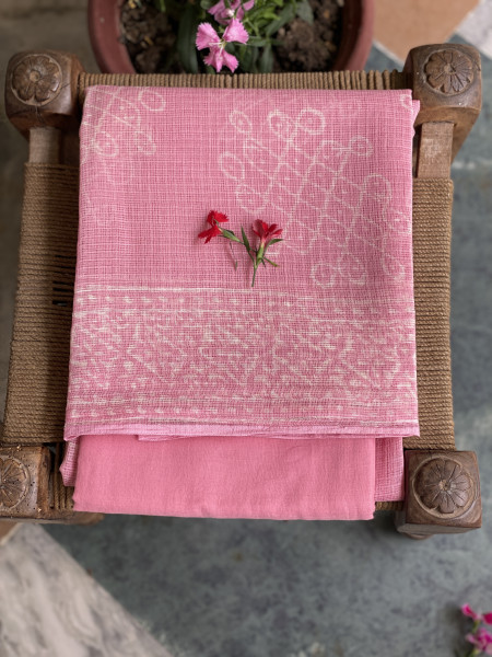 PINK HAND BLOCK PRINT KOTA DUPATTA SET