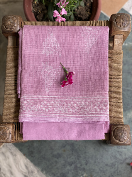 LAVENDER HAND BLOCK PRINT KOTA DUPATTA SET