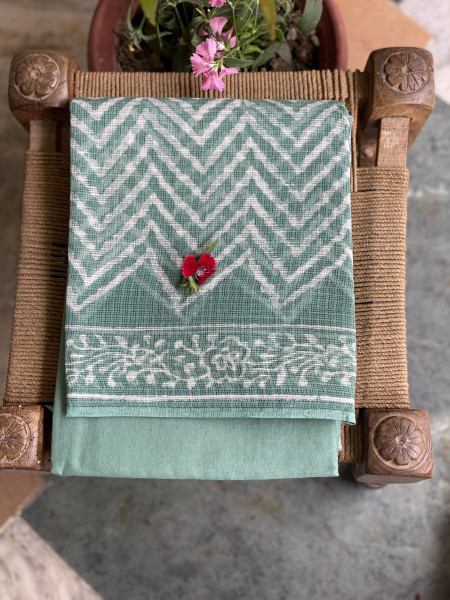 TEAL HAND BLOCK PRINT KOTA DUPATTA SET