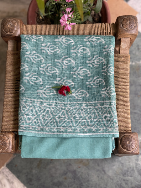 TEAL HAND BLOCK PRINT KOTA DUPATTA SET