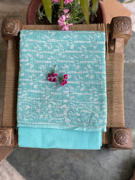 AQUA HAND BLOCK PRINT KOTA DUPATTA SET