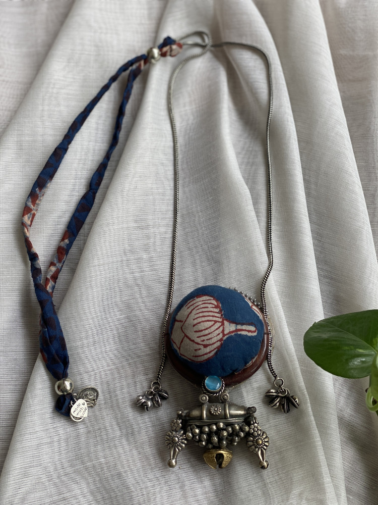 Image of BRASS &amp; FABRIC Handcrafted LONG NECKLACE