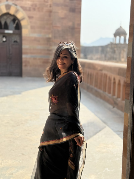 BLACK  KOTA COTTON HAND EMBROIDERED SARI