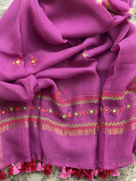 INDIGO & WINE PHULWARI HAND EMBROIDERED KOTA DUPATTA SET