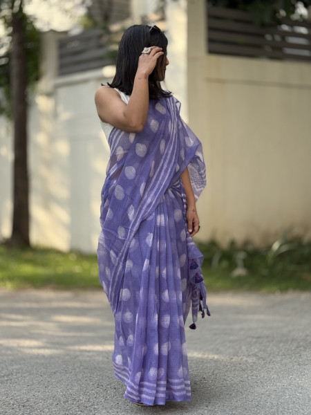 LAVENDER HAND BLOCK PRINT COTTON KOTA SARI