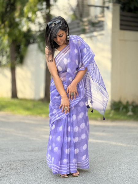 LAVENDER HAND BLOCK PRINT COTTON KOTA SARI