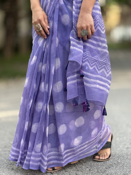 LAVENDER HAND BLOCK PRINT COTTON KOTA SARI