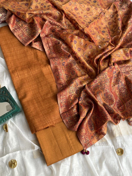MUSTARD WOVEN SILK KANI dupatta Set