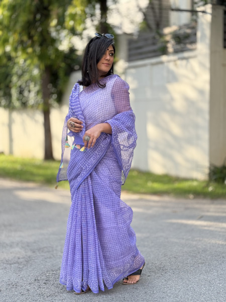 LAVENDER HAND BLOCK PRINT COTTON KOTA SARI