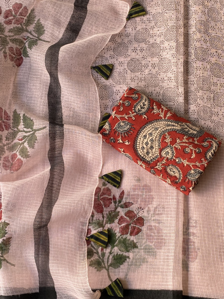 POWDER PINK HAND BLOCK PRINT COTTON KOTA SARI