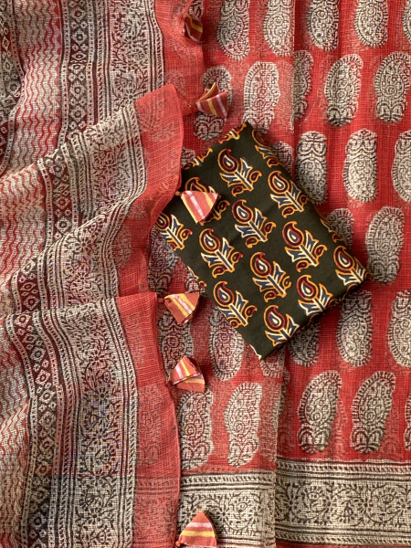 RED HAND BLOCK PRINT COTTON KOTA SARI