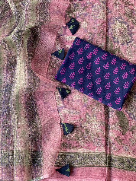 PINK HAND BLOCK PRINT COTTON KOTA SARI