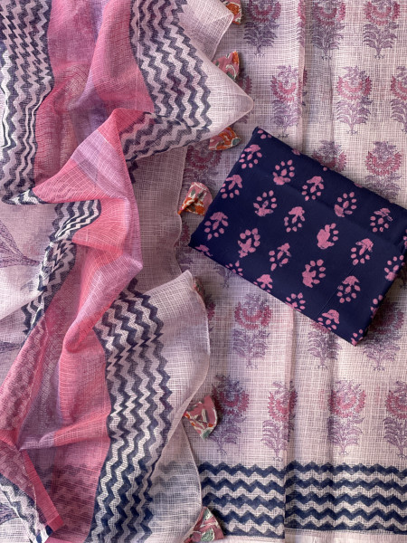 PINK HAND BLOCK PRINT COTTON KOTA SARI