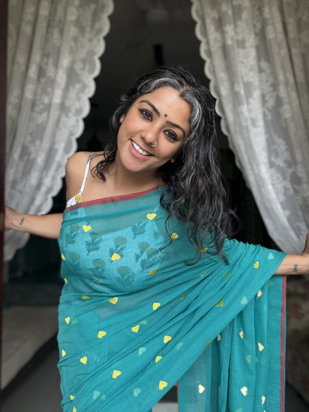 JADE COTTON MULMUL EMBROIDERED SARI