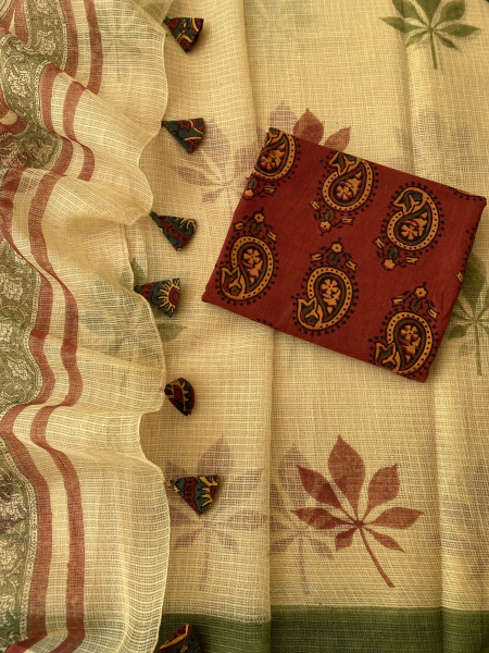 LEMON HAND BLOCK PRINT COTTON KOTA SARI