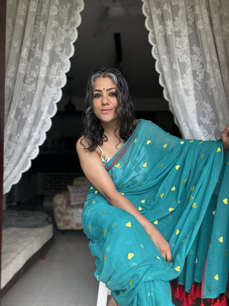 JADE COTTON MULMUL EMBROIDERED SARI