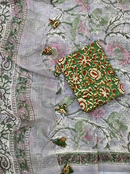 LAVENDER HAND BLOCK PRINT COTTON KOTA SARI