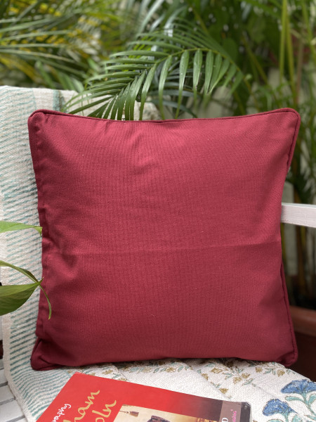 MAROON Cotton WOVEN Cushion Cover