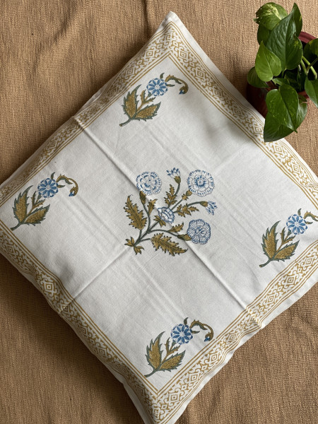 OFF WHITE Block Print Cotton Cushion Cover