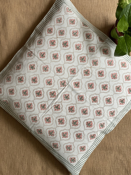 OFF WHITE Block Print Cotton Cushion Cover