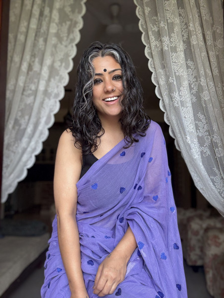 LILAC COTTON MULMUL EMBROIDERED SARI