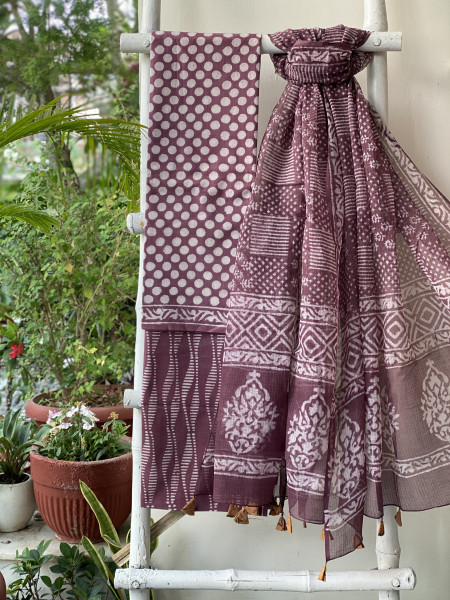 RUBY MUL COTTON HANDBLOCK PRINT KOTA DUPATTA SET
