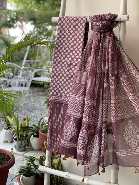 RUBY MUL COTTON HANDBLOCK PRINT KOTA DUPATTA SET