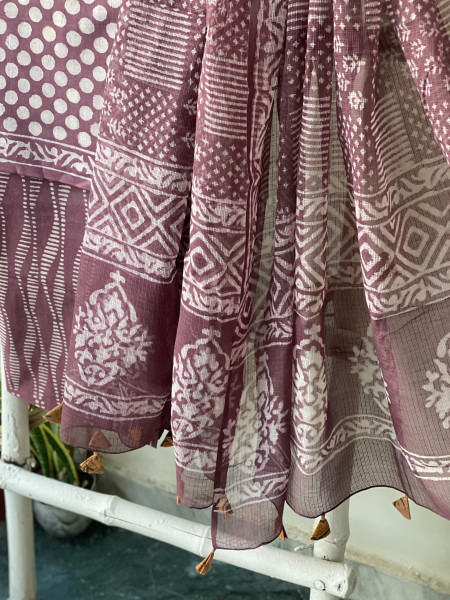 RUBY MUL COTTON HANDBLOCK PRINT KOTA DUPATTA SET