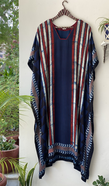 INDIGO HAND BLOCK PRINT MODAL SILK KAFTAN