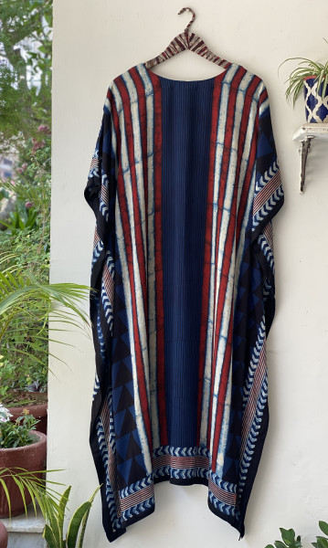 INDIGO HAND BLOCK PRINT MODAL SILK KAFTAN