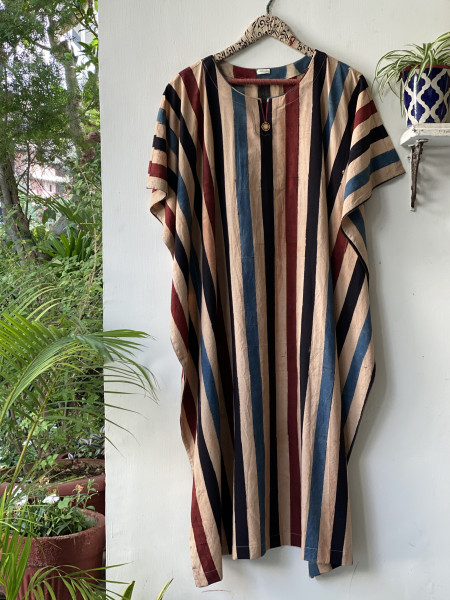 MULTI COLOUR AJRAKH HAND BLOCK PRINTED MUL COTTON KAFTAN