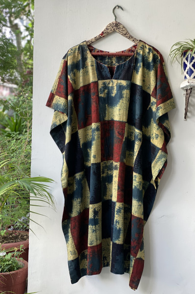 MULTI COLOUR AJRAKH HAND BLOCK PRINTED MUL COTTON KAFTAN