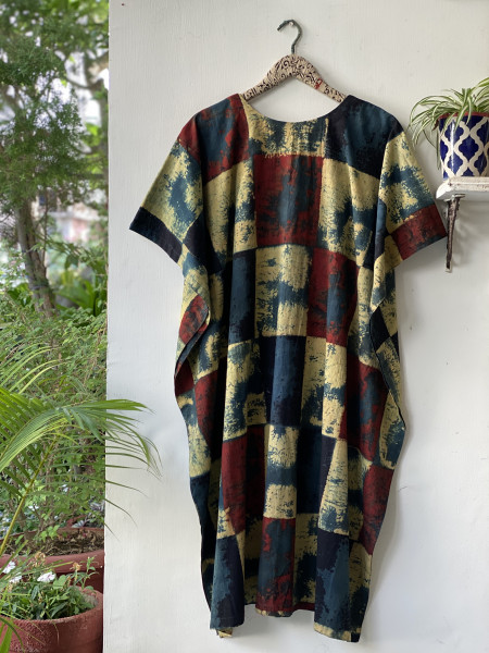 MULTI COLOUR AJRAKH HAND BLOCK PRINTED MUL COTTON KAFTAN