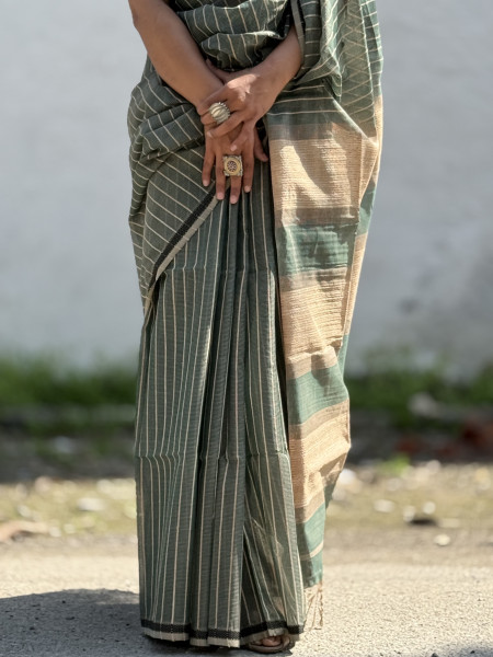 TEAL MAHESHWARI SILK & COTTON SARI