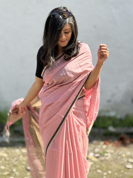 PINK MAHESHWARI SILK & COTTON SARI