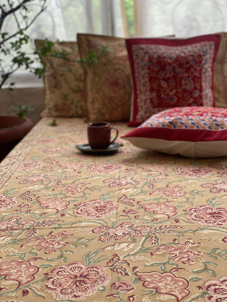 MUSTARD COTTON HAND BLOCK PRINT double BEDSHEET