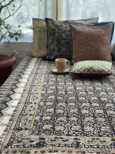 'KALAMKARI' MULTI COLOUR COTTON HAND BLOCK DOUBLE BEDSHEET