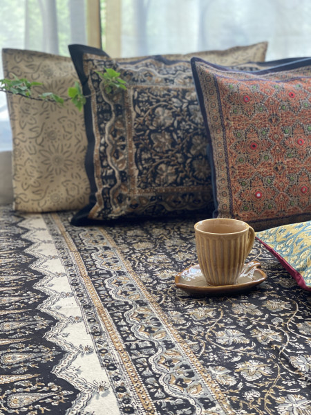 'KALAMKARI' MULTI COLOUR COTTON HAND BLOCK DOUBLE BEDSHEET