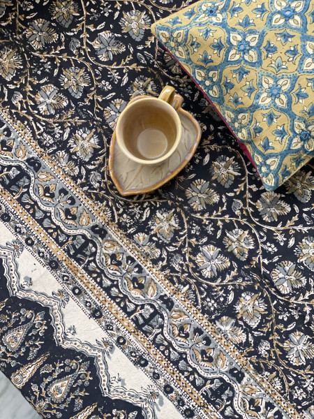 'KALAMKARI' MULTI COLOUR COTTON HAND BLOCK DOUBLE BEDSHEET