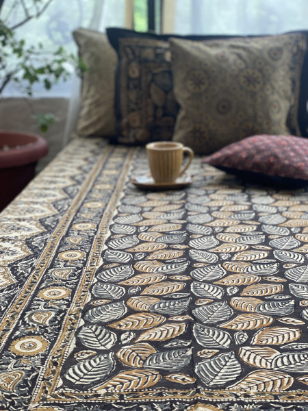 'KALAMKARI' MULTI COLOUR COTTON HAND BLOCK DOUBLE BEDSHEET