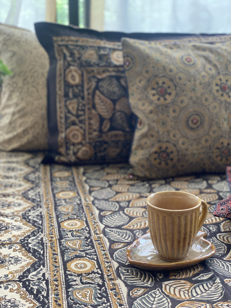 'KALAMKARI' MULTI COLOUR COTTON HAND BLOCK DOUBLE BEDSHEET
