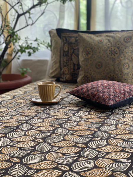 'KALAMKARI' MULTI COLOUR COTTON HAND BLOCK DOUBLE BEDSHEET
