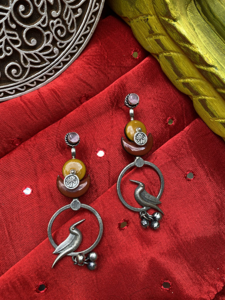 BRASS & FABRIC HANDCRAFTED EARRINGS