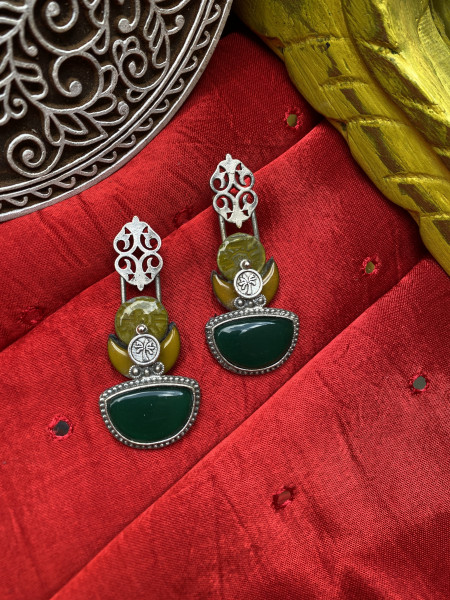 BRASS & FABRIC HANDCRAFTED EARRINGS