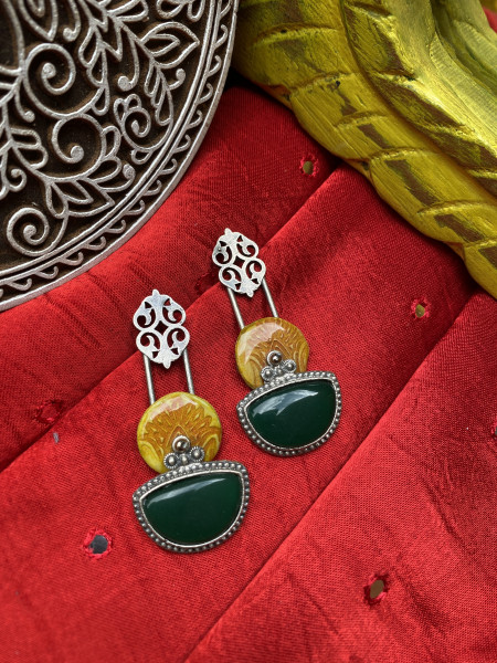 BRASS & FABRIC HANDCRAFTED EARRINGS