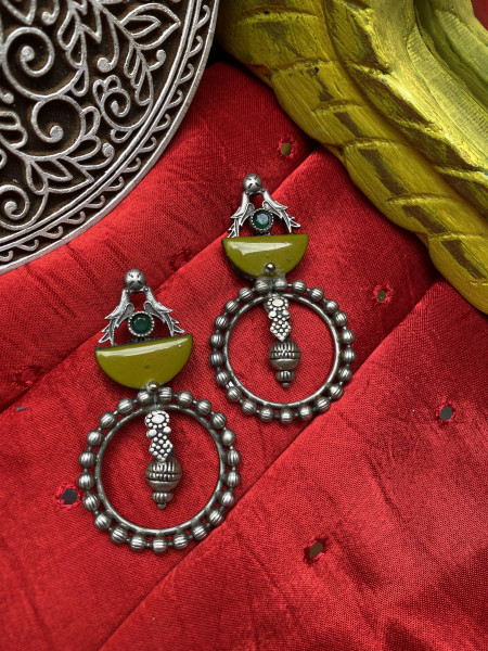 BRASS & FABRIC HANDCRAFTED EARRINGS